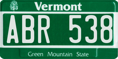 VT license plate ABR538