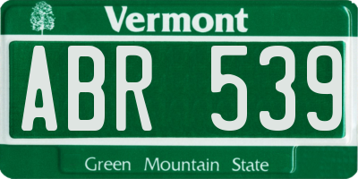 VT license plate ABR539