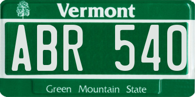 VT license plate ABR540