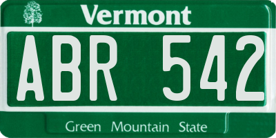 VT license plate ABR542