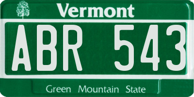 VT license plate ABR543