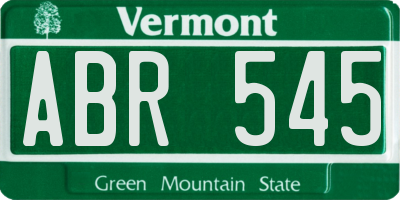 VT license plate ABR545