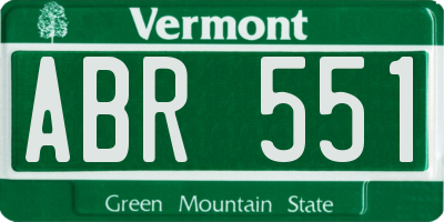 VT license plate ABR551