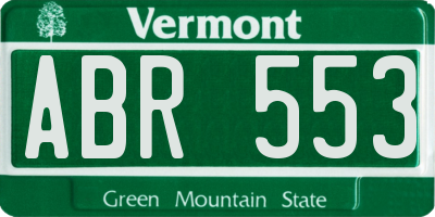 VT license plate ABR553