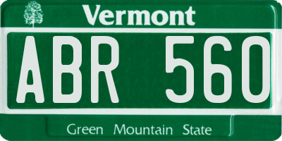 VT license plate ABR560