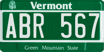 VT license plate ABR567