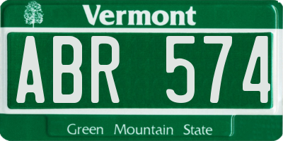 VT license plate ABR574