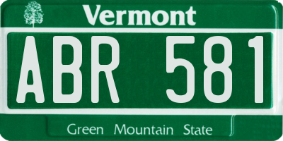 VT license plate ABR581