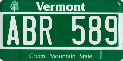 VT license plate ABR589