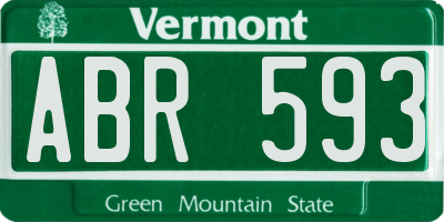 VT license plate ABR593