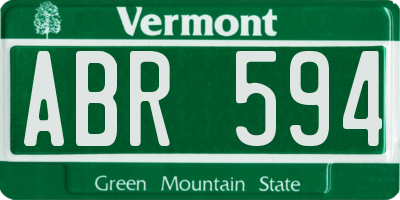 VT license plate ABR594