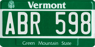 VT license plate ABR598