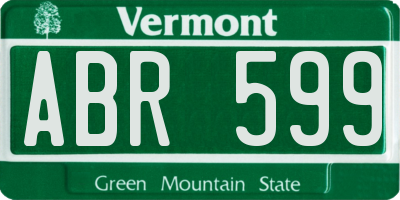 VT license plate ABR599