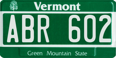 VT license plate ABR602