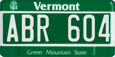 VT license plate ABR604