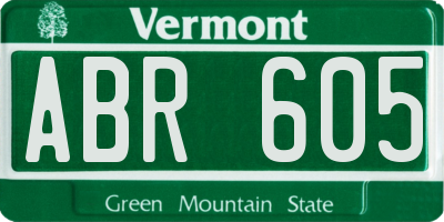 VT license plate ABR605