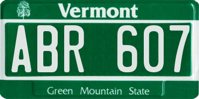 VT license plate ABR607