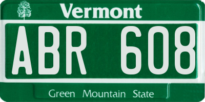 VT license plate ABR608