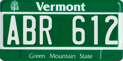 VT license plate ABR612