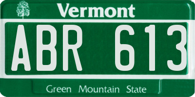 VT license plate ABR613