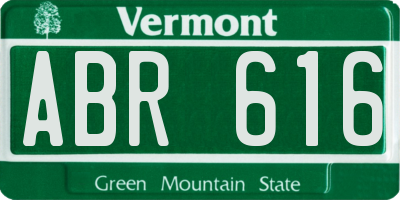 VT license plate ABR616