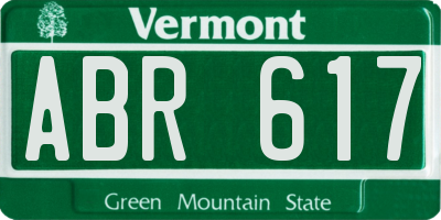 VT license plate ABR617