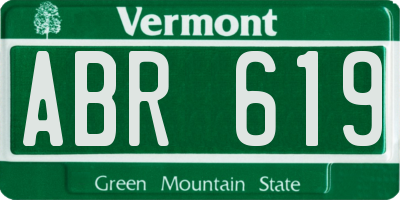 VT license plate ABR619