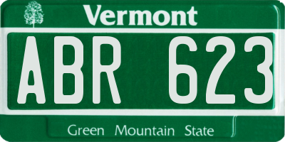 VT license plate ABR623