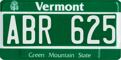 VT license plate ABR625