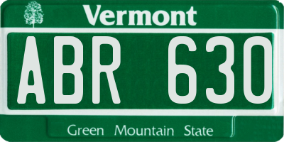 VT license plate ABR630