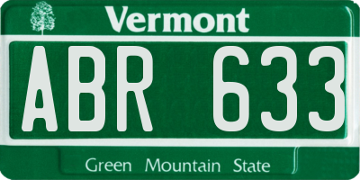 VT license plate ABR633