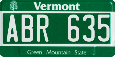 VT license plate ABR635