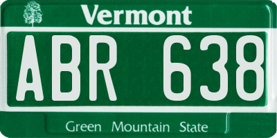 VT license plate ABR638