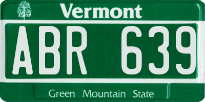 VT license plate ABR639