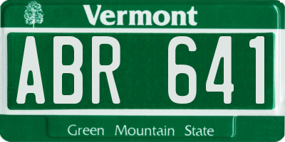 VT license plate ABR641