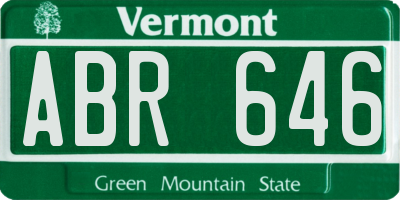 VT license plate ABR646