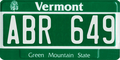 VT license plate ABR649