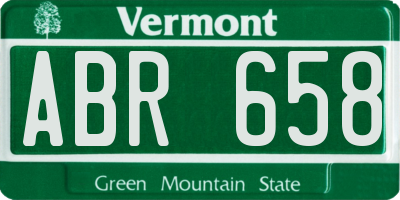 VT license plate ABR658