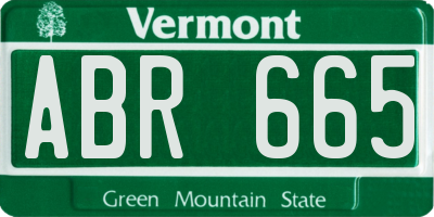 VT license plate ABR665