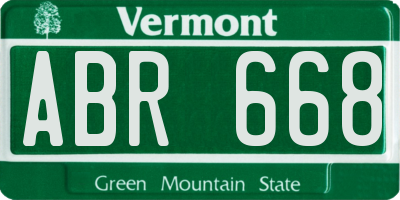 VT license plate ABR668