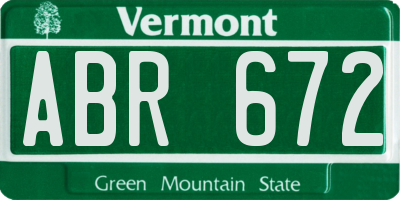 VT license plate ABR672