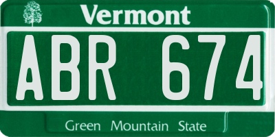 VT license plate ABR674