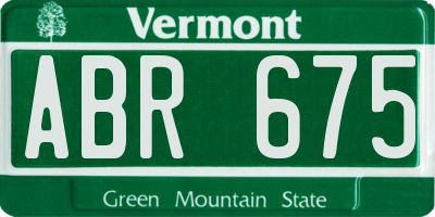 VT license plate ABR675