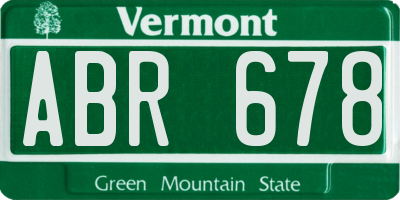 VT license plate ABR678