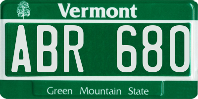 VT license plate ABR680