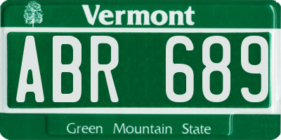 VT license plate ABR689