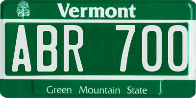 VT license plate ABR700