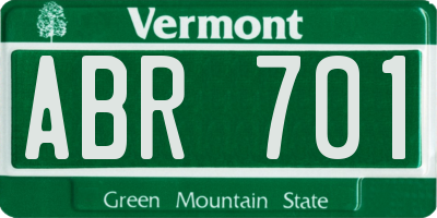 VT license plate ABR701