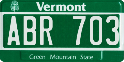 VT license plate ABR703