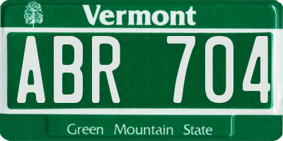 VT license plate ABR704